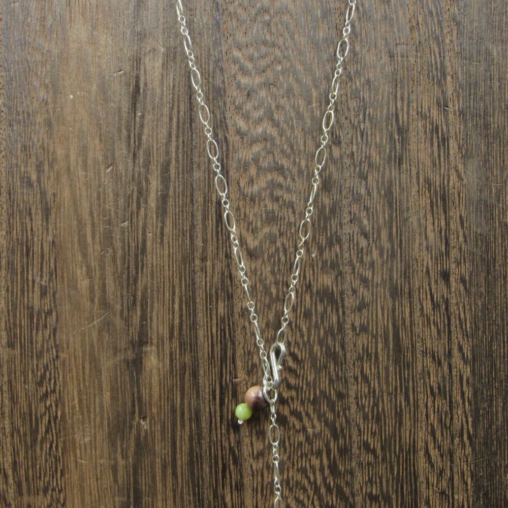 22" Sterling Silver Long Rustic Multiple Stones N… - image 2